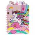 Dětský spirálový zápisník s plastovými záložkami, 120 listů - Jednorožec (mix vzorů)