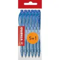 Kuličkové pero STABILO Liner 308 modré, sada 6 ks ECO-Pack (5+1)