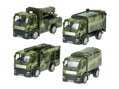 Nákladní vozidlo vojenské kov 12cm 1:55 zpětný chod 4druhy v krabičce 24ks v DBX