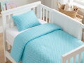 Povlečení bavlna do postýlky Puntík bílý na světle modrém 90x130, 45x60 cm