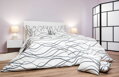 Dadka Povlečení bavlna Vlny tmavě šedé na bílém 140x200, 70x90 cm