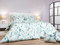 Dadka Povlečení satén Kvítí mentolové na bílém 240x200, 2x70x90 cm