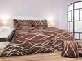 Dadka Povlečení bavlna Vlny banánové na tmavě hnědém 240x220, 2x70x90 cm