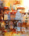 Obraz snové pražské panoráma - oranžové