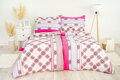 Ložní povlečení bavlněné Stanex kostka růžová (LS216), 140 x 200 + 90 x 70, Zip