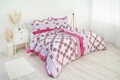 Ložní povlečení bavlněné Stanex kostka růžová (LS216), 140 x 220 + 90 x 70, Knoflíkové
