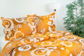 Ložní povlečení bavlněné Stanex kruhy oranžové (LS65), 140 x 220 + 90 x 70, Knoflíkové