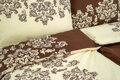 Ložní povlečení bavlněné Stanex venzel hnědý (LS157), 140 x 220 + 90 x 70, Knoflíkové