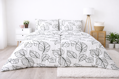 Ložní povlečení bavlněné Stanex Listy černo-bílé (LS144),  140 x 200 + 90 x 70, Zip