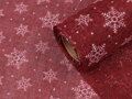 Vánoční imitace juty šíře 48 cm vločky
