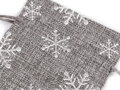 Vánoční dárkový pytlík vločky s glitry 10x13 cm imitace juty