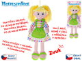 Panenka Nanynka baby textilní žlutá 50cm mluví zpívá česky na baterie Zvuk PLYŠ