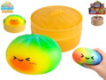 Knedlíček Squishy Dumpling duhový mačkací antistresový knedlík v košíku