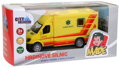 Auto ambulance kovová zpětný chod 10cm sanitní vůz v krabici 2 barvy