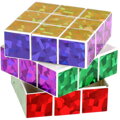 Hra Hlavolam (Rubikova) magická kostka 6,5cm metalická třpytivá 3x3x3