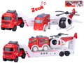 Auto tahač na setrvačník hasičský set s autem a vrtulníkem na baterie Zvuk