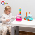 Autobus baby volný chod herní set s 18 kostkami a samolepkami 2 barvy
