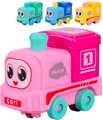 Vláček baby mašinka s očima na baterie na setrvačník Světlo 4 barvy