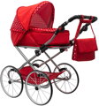 NEW BABY Kočárek Magdalena retro červený puntík 2v1 pro panenku miminko