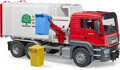 BRUDER 03761 Auto MAN TGS popeláři funkční model 1:16 set se 2 popelnicemi