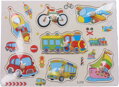 DŘEVO Vkládačka dopravní prostředky puzzle 7 dílků s úchyty na desce