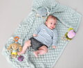 TAF TOYS PLYŠ Baby králíček Jenny závěsné chrastítko a kousátko pro miminko