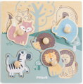 VIGA DŘEVO PolarB Baby puzzle vkládací Zvířátka na desce s úchyty 5 dílků