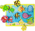 DŘEVO Vkládačka baby 3D puzzle vkládací na desce podmořský svět 8 dílků
