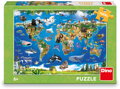 DINO Puzzle XL Mapa zvířat 100 dílků 47x33cm skládačka