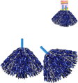 Mávátko party pom pom (pompon) třásně modro-stříbrné set 2ks na fandění
