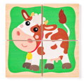 WOODY DŘEVO Baby minipuzzle Domácí zvířátka 4x4 dílky v krabičce 4v1