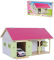 DŘEVO Farma stáj pro koně 34x22x19cm s garáží *DŘEVĚNÉ HRAČKY*