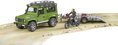 BRUDER 02589 Auto Land Rover set s přívěsem a motoycklem Ducati s figurkou jezdce