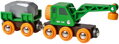 BRIO DŘEVO Set Vagon s nákladem + jeřáb doplněk k vláčkodráze 33698