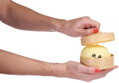 Knedlíček Kawai Squishy Dumpling mačkací antistresový knedlík v košíku