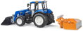 BRUDER 02187 Traktor New Holland T5 + plošina, balík, čelní nakladač