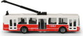 Trolejbus červený na setrvačník MHD městská hromadná doprava otevírací dveře