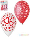 GEMAR Balónky nafukovací 30cm potisk SRDCE různé barvy set 5ks v sáčku