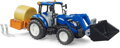 BRUDER 02187 Traktor New Holland T5 + plošina, balík, čelní nakladač
