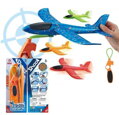 Letadlo soft pěnové vystřelovací 34cm set s prakem 3 barvy