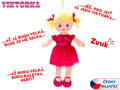 Panenka Viktorka baby soft textilní 32cm tmavě růžová na baterie CZ Světlo Zvuk