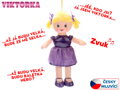 Panenka Viktorka baby soft textilní 32cm fialová na baterie CZ Světlo Zvuk