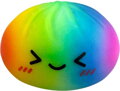 Knedlíček Squishy Dumpling duhový mačkací antistresový knedlík v košíku