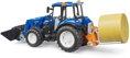 BRUDER 02187 Traktor New Holland T5 + plošina, balík, čelní nakladač