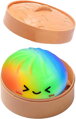 Knedlíček Squishy Dumpling duhový mačkací antistresový knedlík v košíku