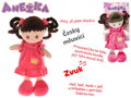 Baby panenka Anežka brunetka 36cm zpívá mluví česky textilní na baterie CZ Zvuk