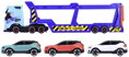DICKIE Autotransportér Volvo FH16 + 3 auta na baterie Světlo Zvuk