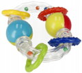 BAM BAM Baby chrastítko průhledné s kroužky a kuličkami pro miminko plast