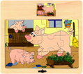 WOODY DŘEVO Puzzle na desce Zvířátka domácí s mláďátky 6 druhů