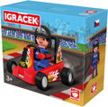 EFKO IGRÁČEK Závodník s motokárou 7,5cm červená v krabičce STAVEBNICE